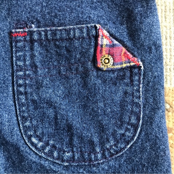 Vintage OshKosh B’gosh Sz 18 M Blue Denim Plaid Vestbak Overalls Made in USA - Picture 7 of 16